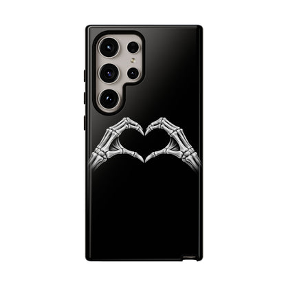 Skeleton Hands Heart Phone Case | Gothic Black Protective Cover