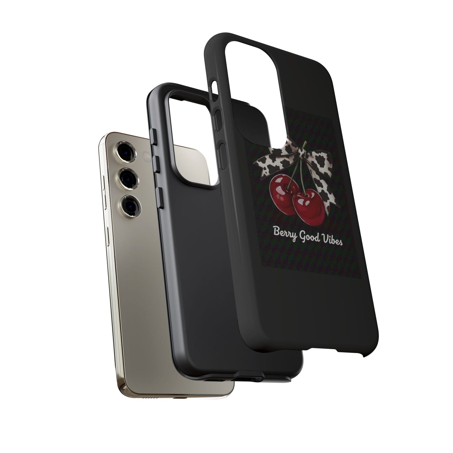 Cherry Cow Print Phone Case | Coquette Bow Aesthetic iPhone & Samsung Tough Case