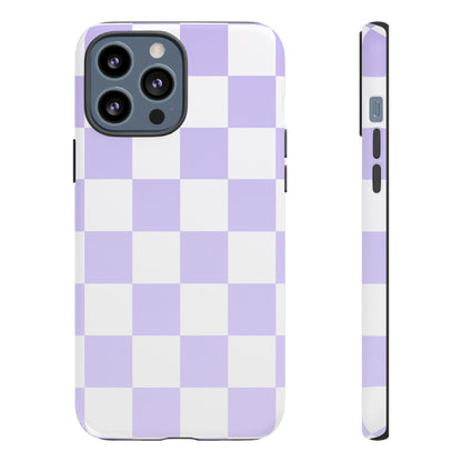Lavender Checkerboard Phone Case | Pastel Aesthetic Checkered iPhone & Samsung Tough Case