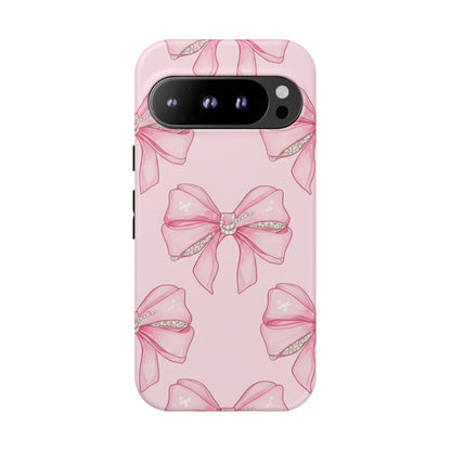 Pink Bow Pattern Phone Case | Coquette Aesthetic Tough Protective Case