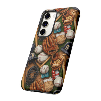 Baseball Gear Collage Phone Case – Vintage Baseball Equipment Sports Tough Case