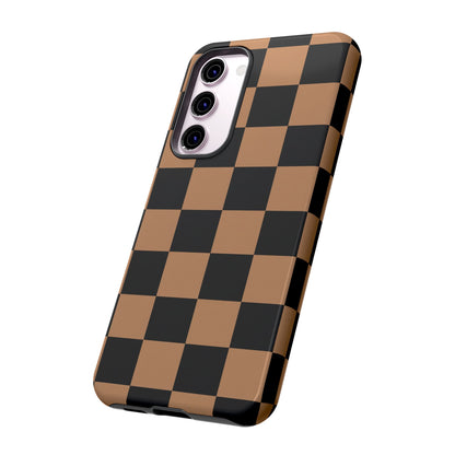 Brown Checkerboard Phone Case | Aesthetic Tough Protective Case