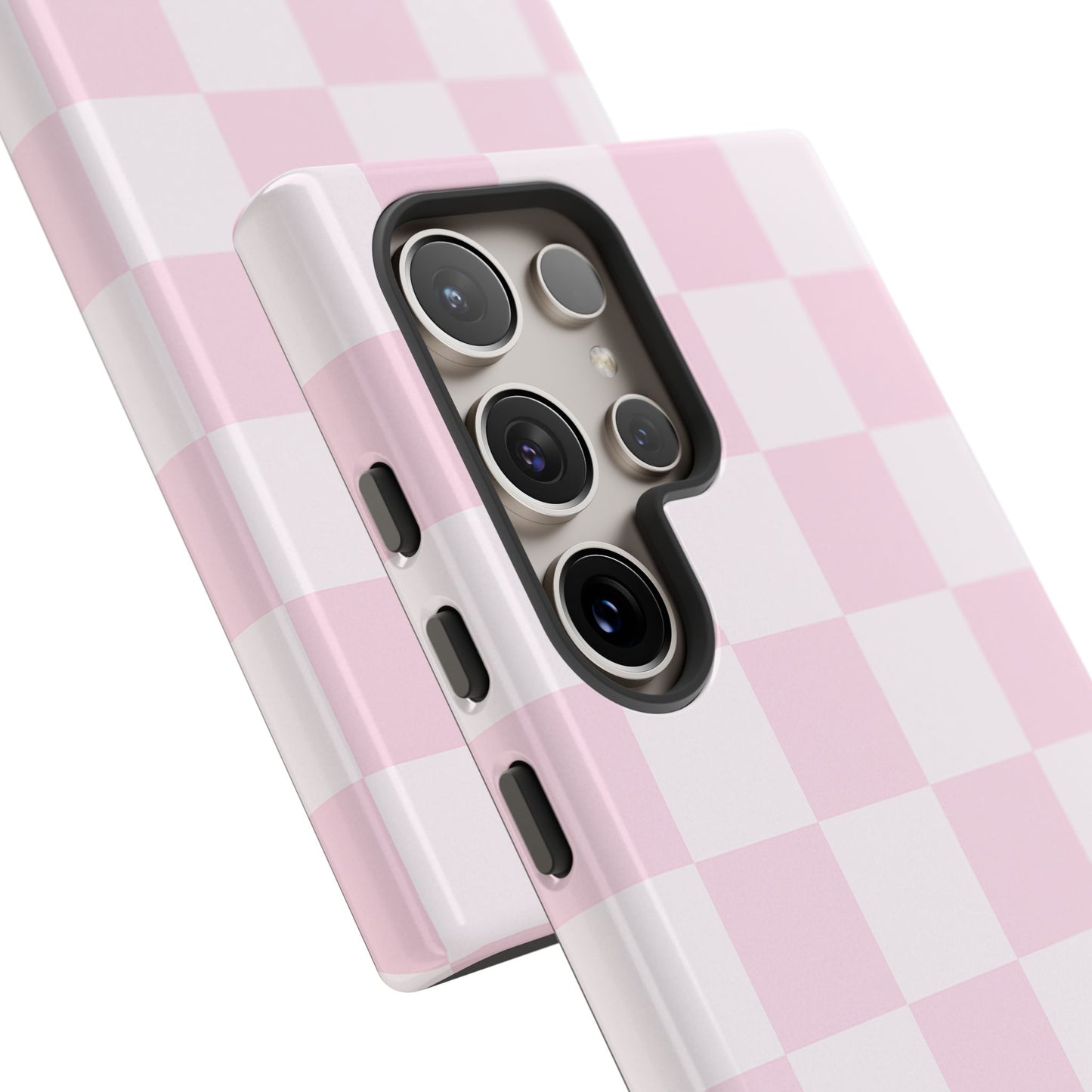 Light Pink Checkerboard Phone Case | Pastel Aesthetic Checkered iPhone & Samsung Tough Case