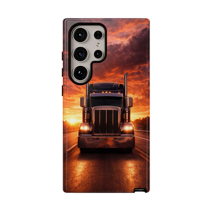Big Rig Truck Phone Case Sunset Highway Semi Truck iPhone Samsung Cover