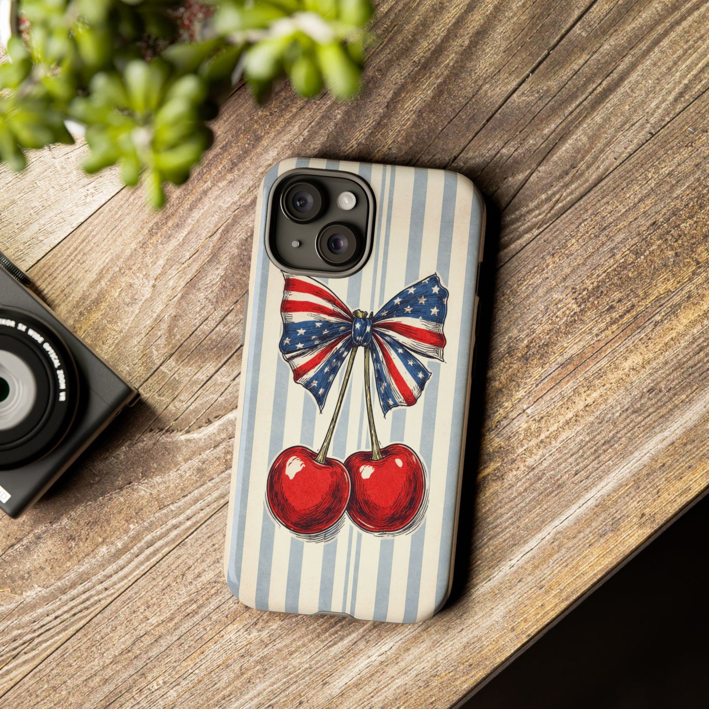 Patriotic Cherry Phone Case Americana Coquette Aesthetic iPhone Samsung