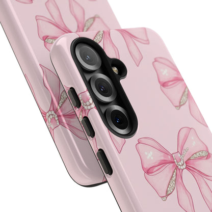 Pink Bow Pattern Phone Case | Coquette Aesthetic Tough Protective Case