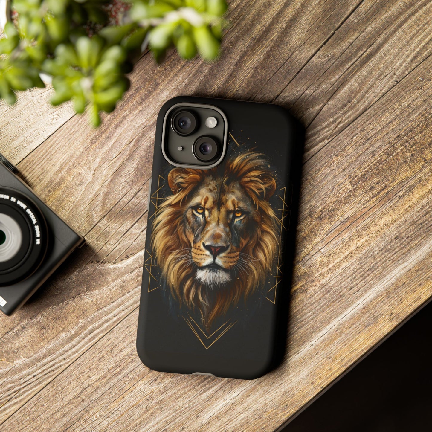 Majestic Lion Phone Case – Black Gold Luxury Lion Art Tough Protective Case