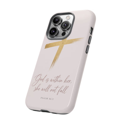 Psalm 46:5 God Is Within Her Christian Cross Phone Case Faith Gift