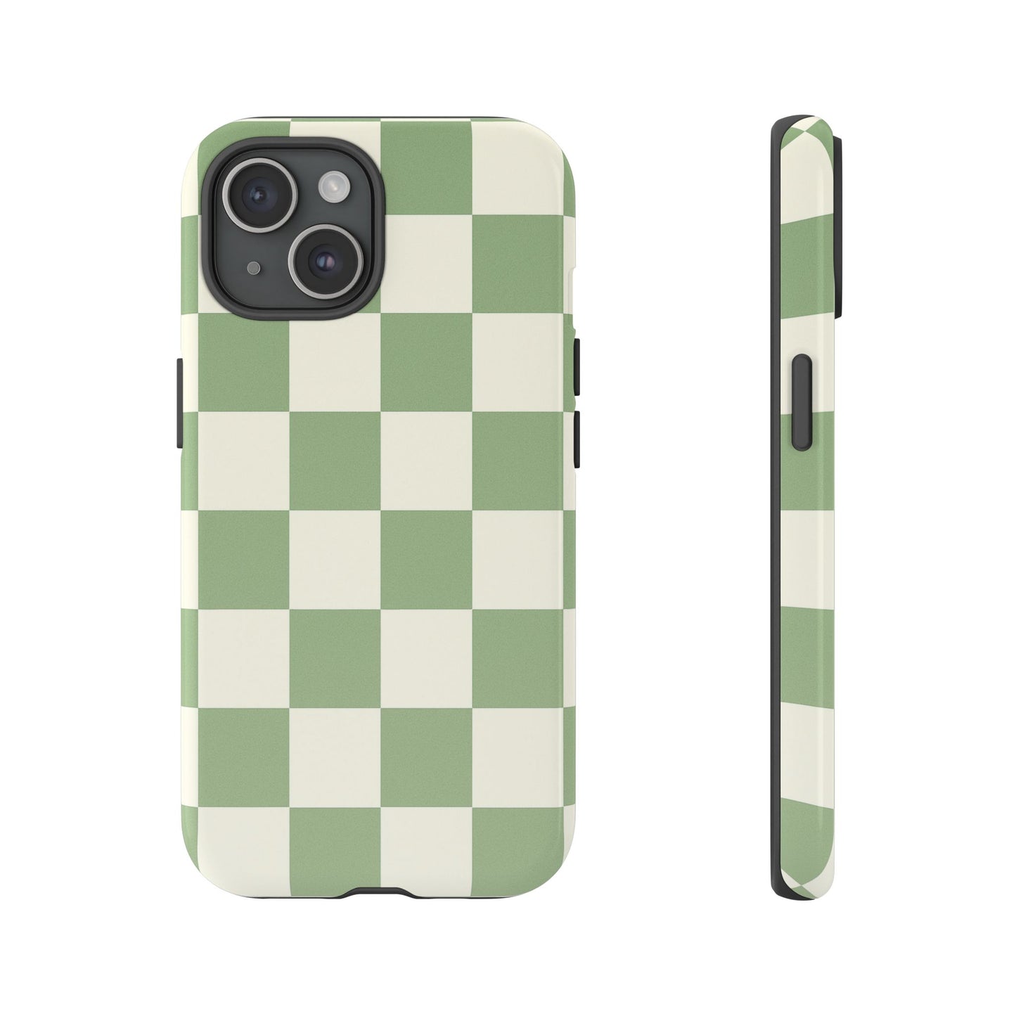 Sage Green Checkerboard Phone Case | Minimal Aesthetic Checkered iPhone & Samsung Tough Case