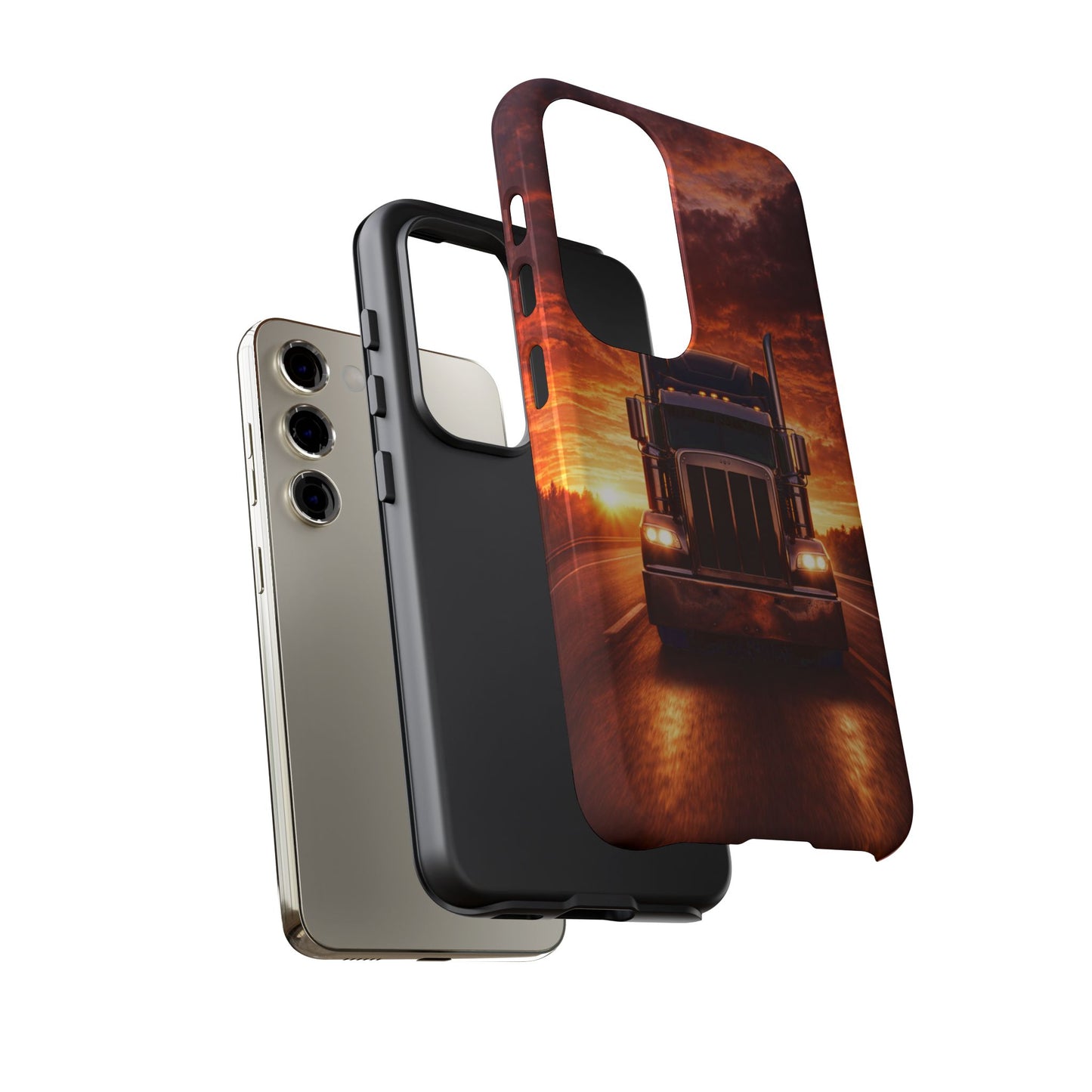 Big Rig Truck Phone Case Sunset Highway Semi Truck iPhone Samsung Cover