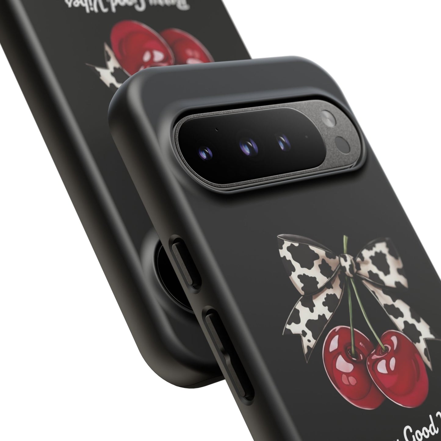 Cherry Cow Print Phone Case | Coquette Bow Aesthetic | Tough Protective Case