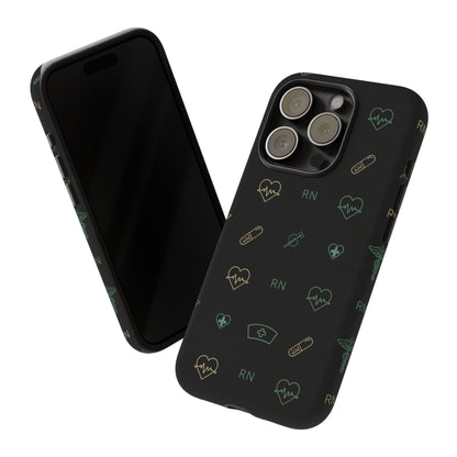 RN Nurse Phone Case – Minimal Medical Icon Pattern Healthcare Worker Tough Case