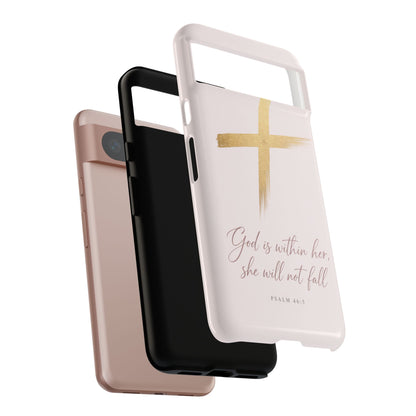 Psalm 46:5 God Is Within Her Christian Cross Phone Case Faith Gift