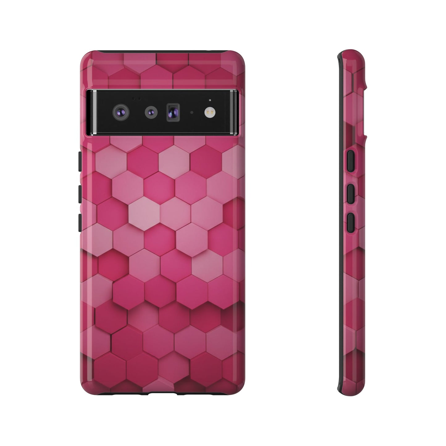 Hot Pink Hexagon Phone Case | Honeycomb Geometric Aesthetic | Cute Pink iPhone & Samsung Tough Protective Case