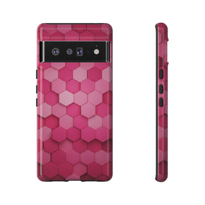Hot Pink Hexagon Phone Case | Honeycomb Geometric Aesthetic | Cute Pink iPhone & Samsung Tough Protective Case