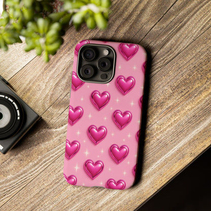 Pink Heart Pattern Phone Case | Tough Protective Case for Iphone, Samsung Galaxy and Pixel