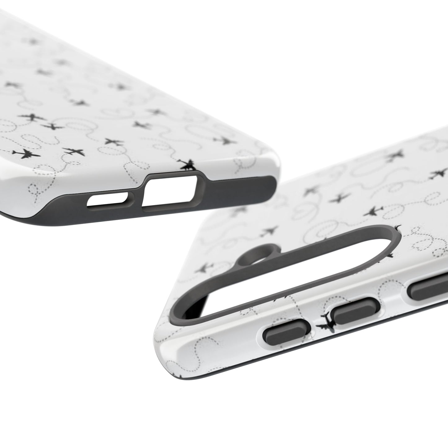 Minimal Paper Airplane Pattern Phone Case – Black White Aesthetic Tough Cover