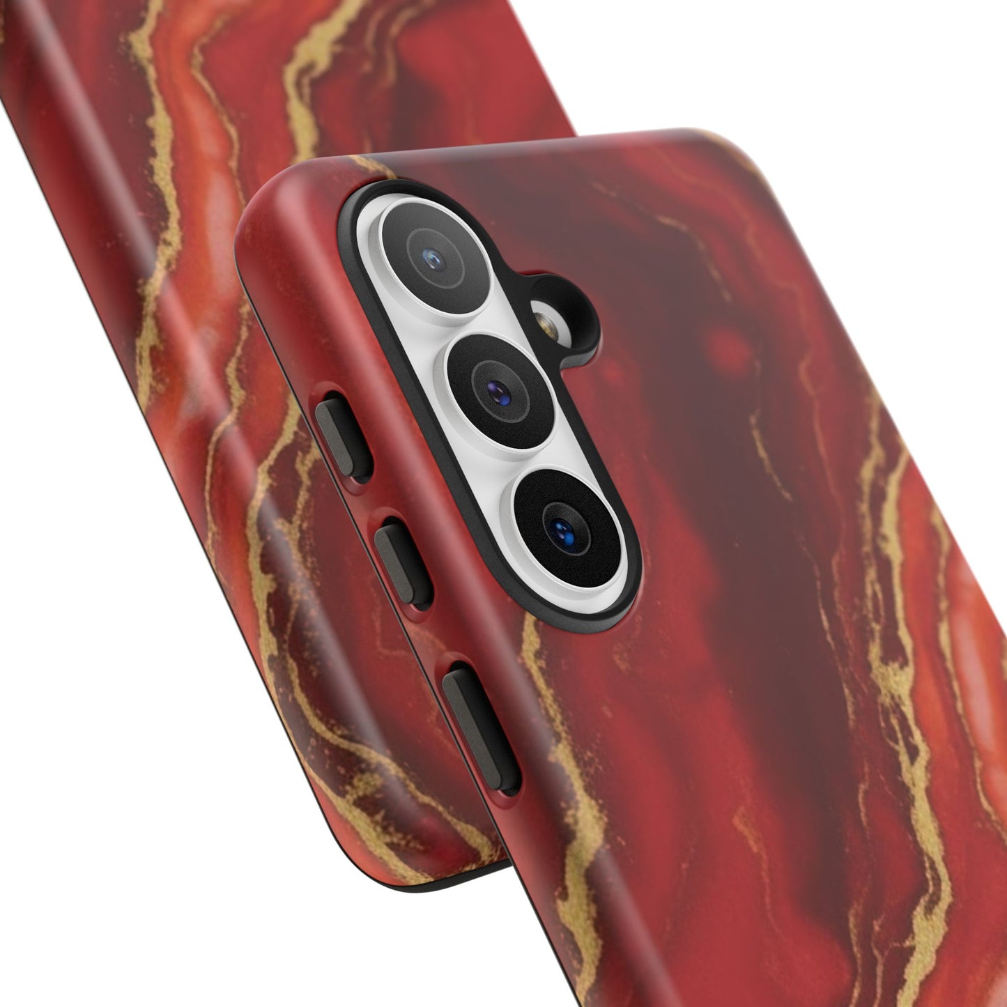 Red Agate Marble Phone Case – Gold Vein Luxury Stone Tough Case (iPhone, Samsung, Pixel)