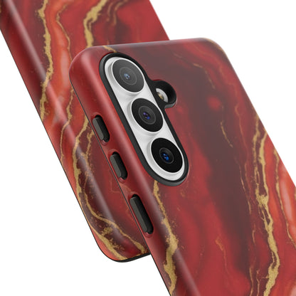Red Agate Marble Phone Case – Gold Vein Luxury Stone Tough Case (iPhone, Samsung, Pixel)