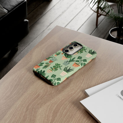 Plant Lover Phone Case | Cute Potted Plants Pattern | Botanical Aesthetic Tough Case