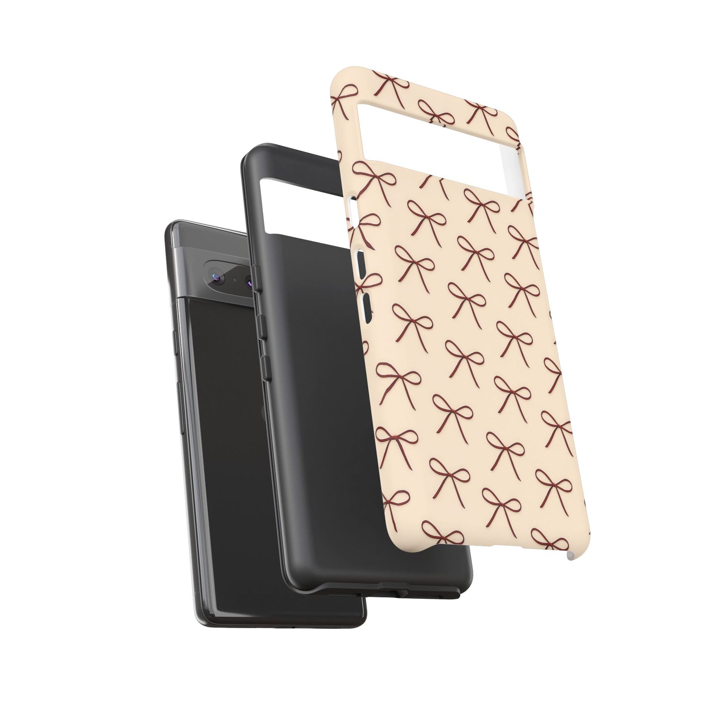 Coquette Bow Phone Case | Neutral Beige Aesthetic iPhone & Samsung Tough Case