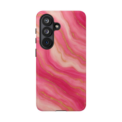 Pink Marble Phone Case | Rose Gold Swirl Aesthetic Tough Protective Case
