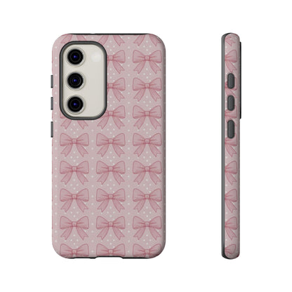 Pink Bow Pattern Phone Case – Soft Coquette Aesthetic Tough Case