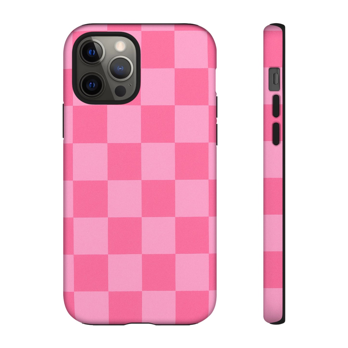 Pink Checkerboard Phone Case – Cute Aesthetic Tough Case for iPhone & Samsung