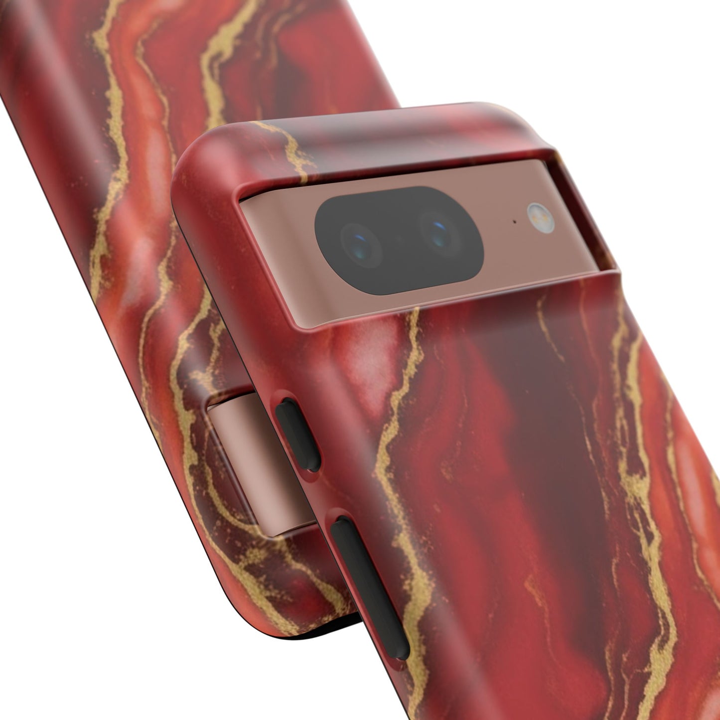 Red Agate Marble Phone Case – Gold Vein Luxury Stone Tough Case (iPhone, Samsung, Pixel)