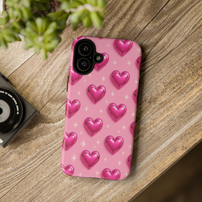 Pink Heart Pattern Phone Case | Tough Protective Case for Iphone, Samsung Galaxy and Pixel