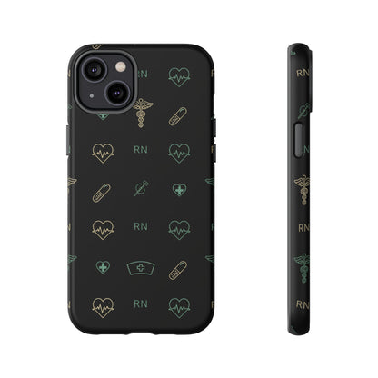 RN Nurse Phone Case – Minimal Medical Icon Pattern Healthcare Worker Tough Case