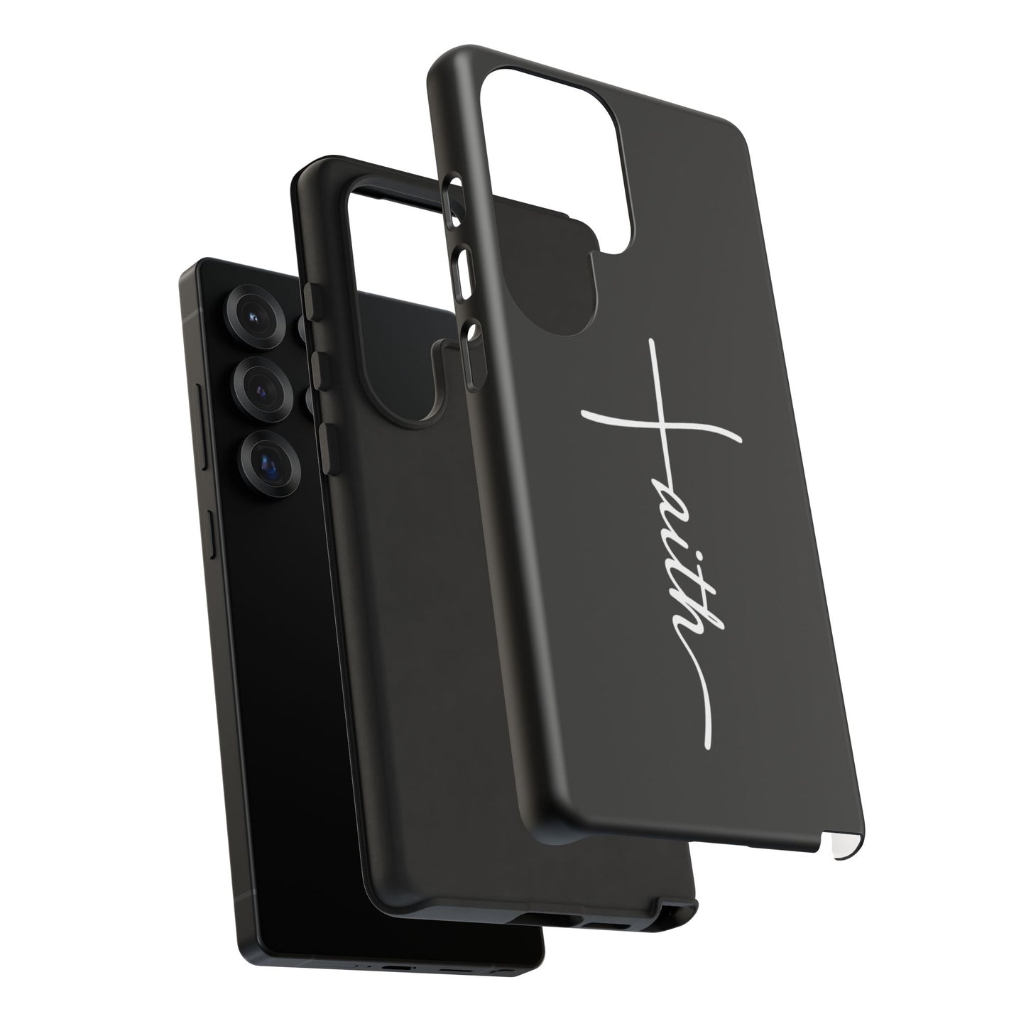 Faith Cross Phone Case, Christian Aesthetic Minimalist Black Matte Case, Religious Gift iPhone Samsung Cover