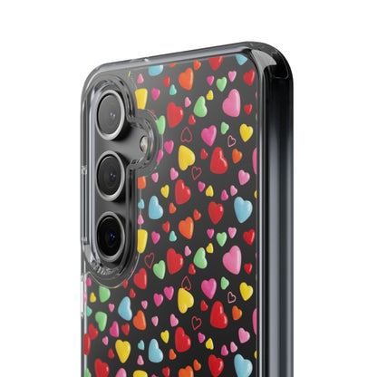 Colorful Heart Clear Phone Case | Impact-Resistant Valentine Aesthetic Case