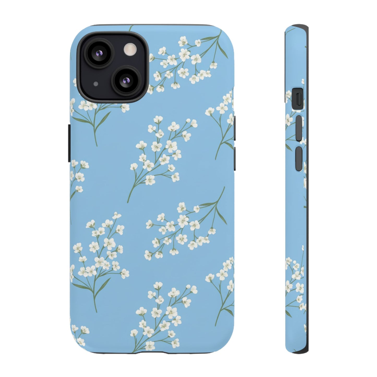 Baby’s Breath Floral Phone Case – Blue Minimal Flower Aesthetic Tough Case