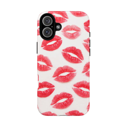Red Lipstick Kiss Phone Case – Sexy Lip Print Pattern Tough Protective Cover