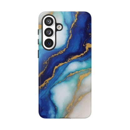 Blue & Gold Marble Phone Case – Luxury Resin Art Tough Case (iPhone, Samsung, Pixel)