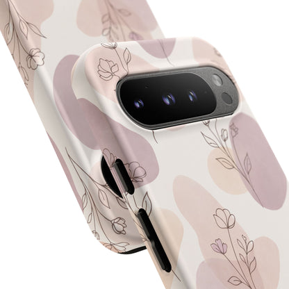 Blush Floral Phone Case Neutral Botanical Watercolor Tough Cover