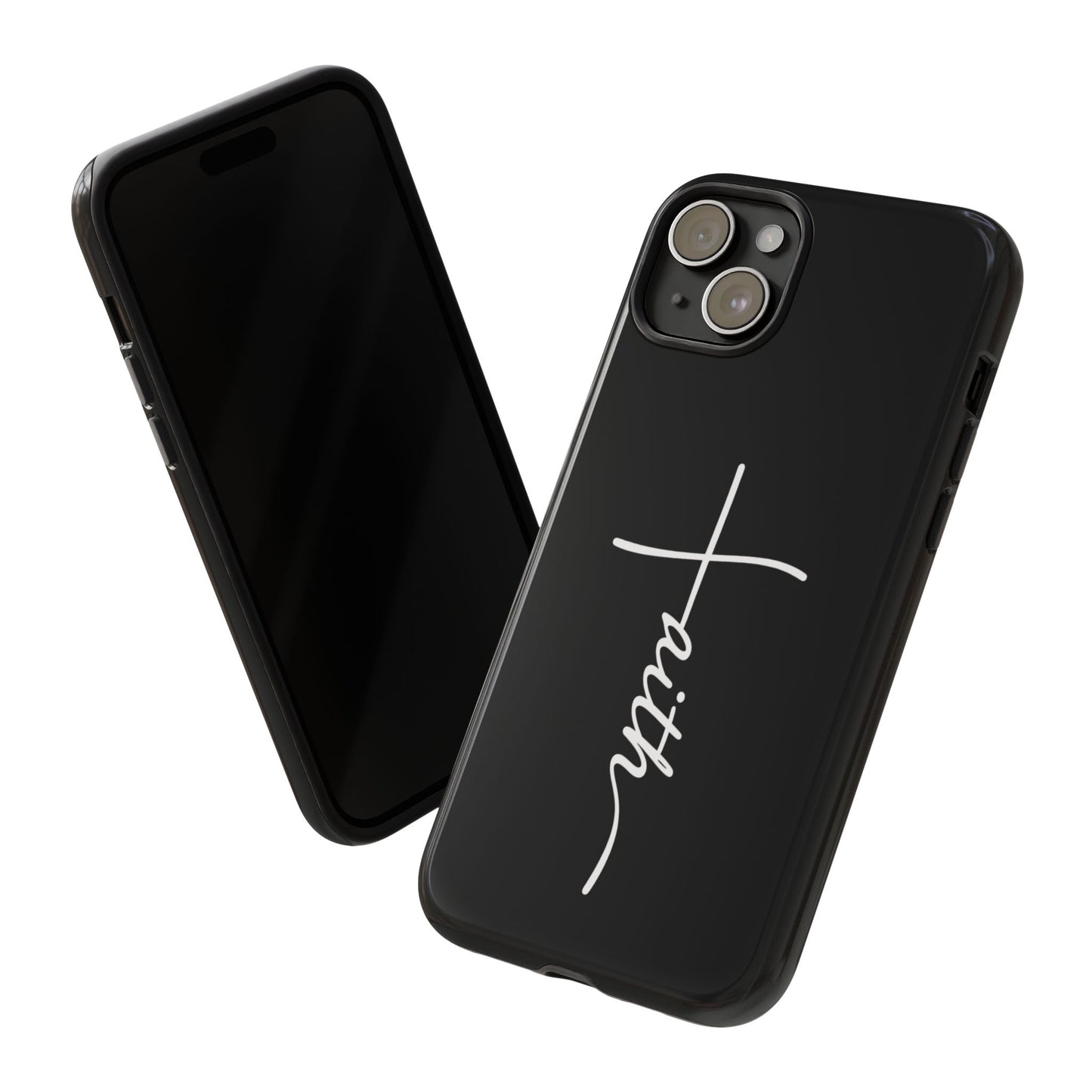 Faith Cross Phone Case, Christian Aesthetic Minimalist Black Matte Case, Religious Gift iPhone Samsung Cover