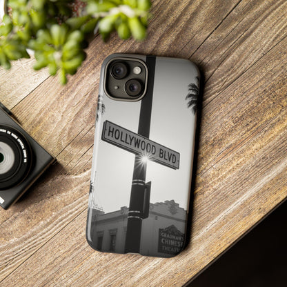 Hollywood Blvd Phone Case | Vintage Los Angeles Street Sign | Black & White LA Aesthetic