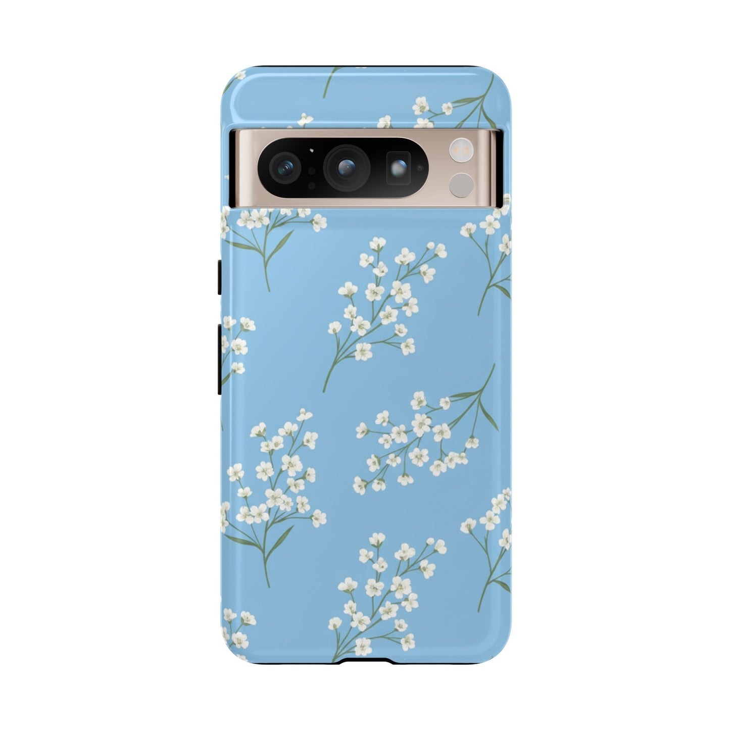 Baby’s Breath Floral Phone Case – Blue Minimal Flower Aesthetic Tough Case