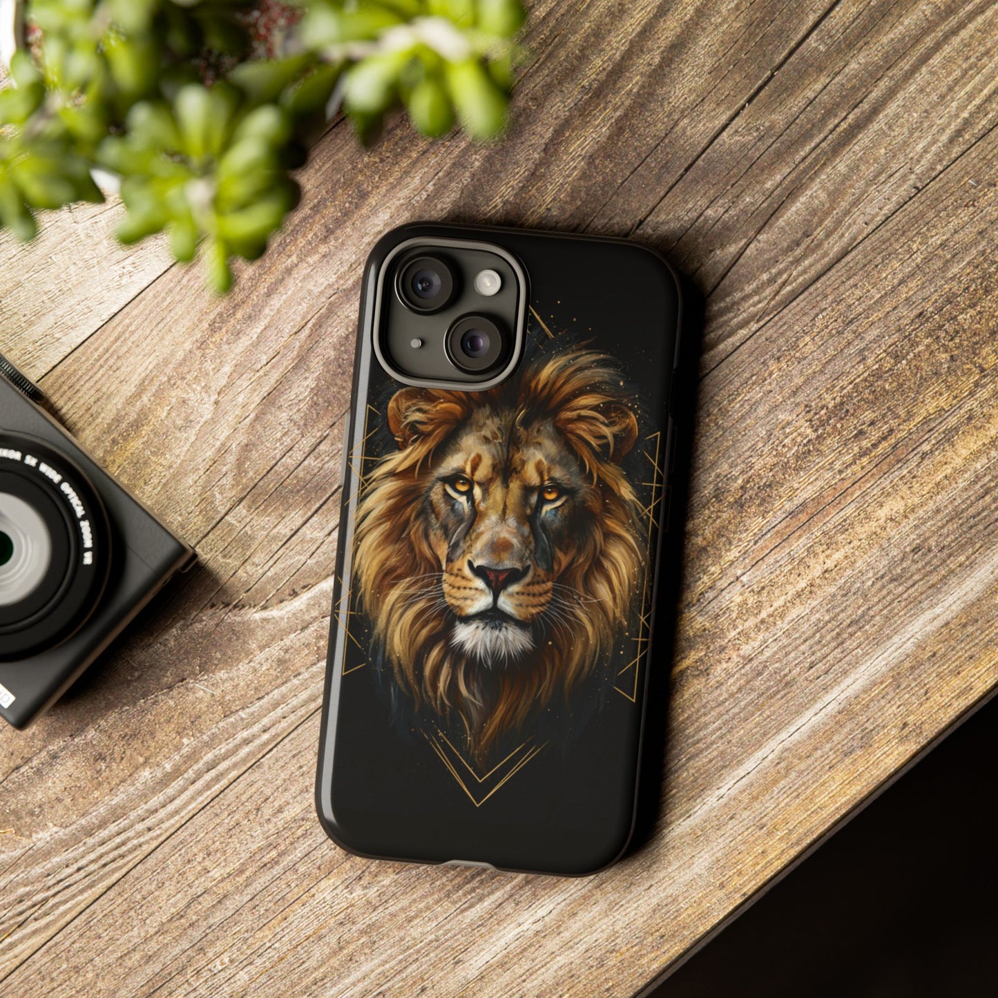 Majestic Lion Phone Case – Black Gold Luxury Lion Art Tough Protective Case