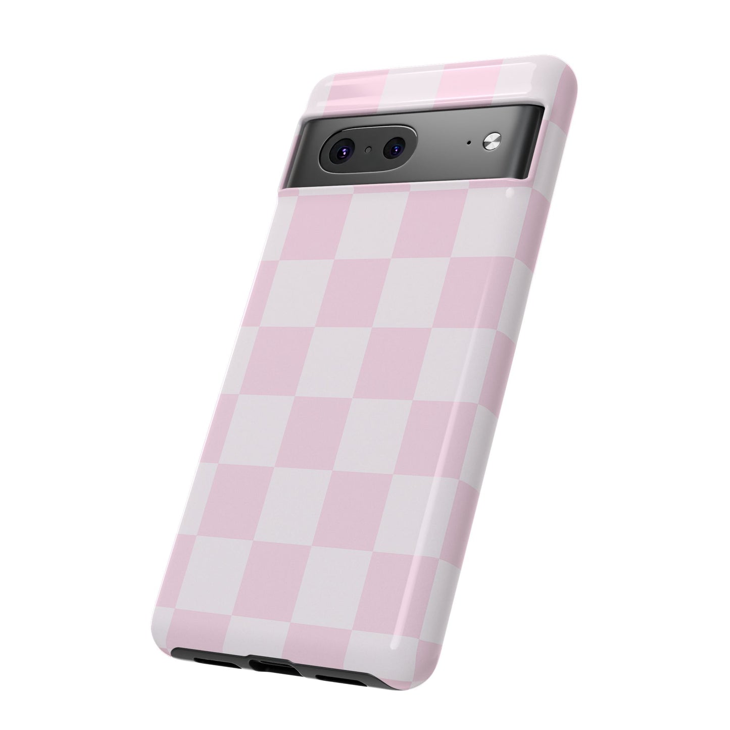 Light Pink Checkerboard Phone Case | Pastel Aesthetic Checkered iPhone & Samsung Tough Case
