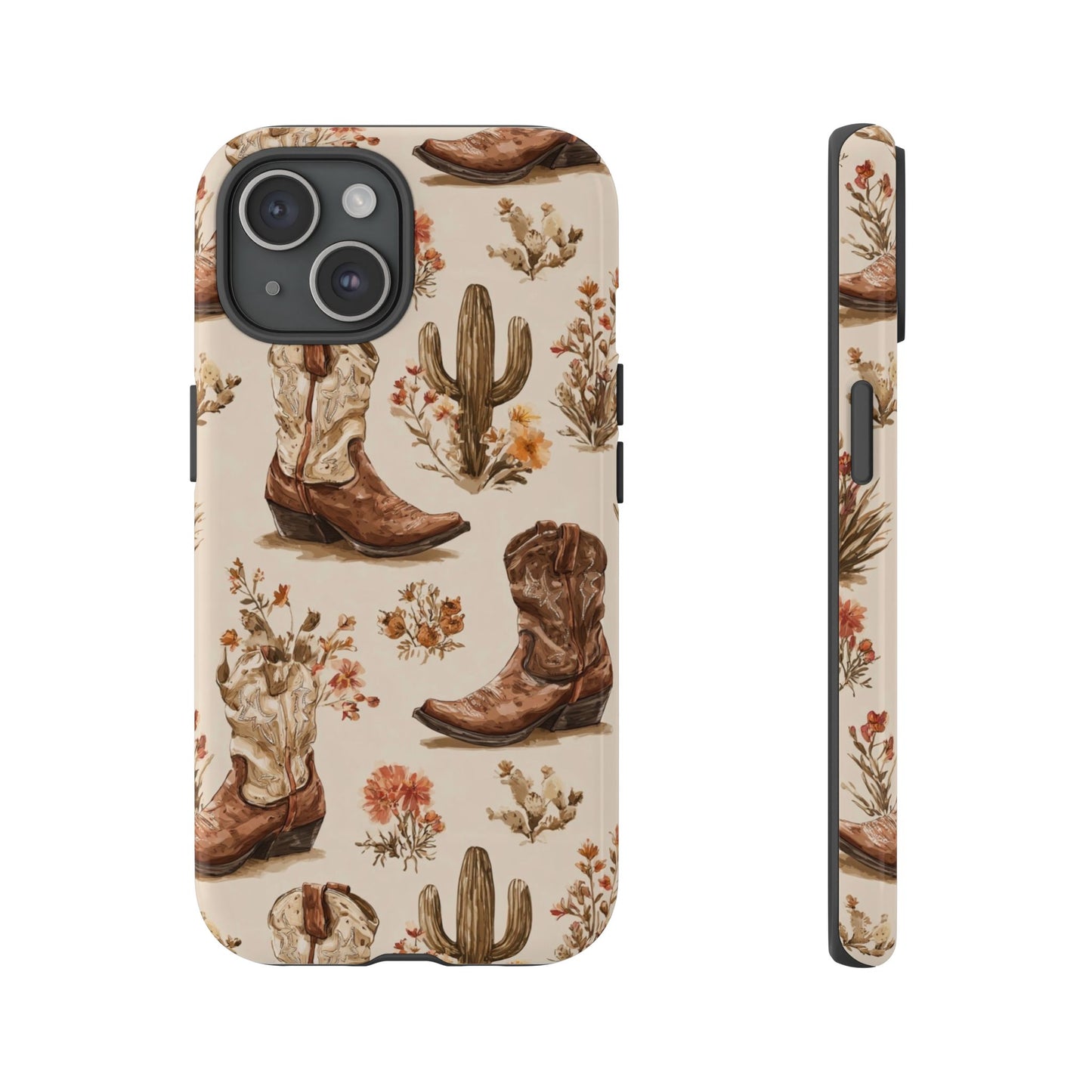 Cowboy Boots Western Phone Case Rustic Cowgirl Cactus Floral iPhone Samsung Pixel