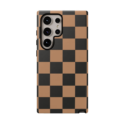 Brown Checkerboard Phone Case | Aesthetic Tough Protective Case