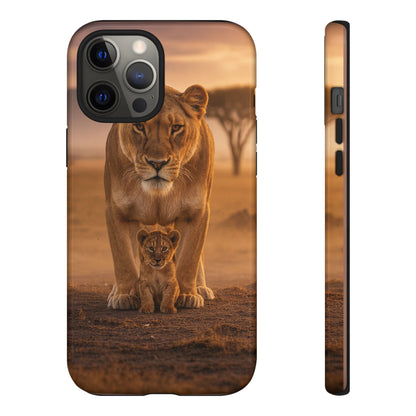 Lioness & Cub Phone Case | Safari Wildlife Tough Case for iPhone & Samsung