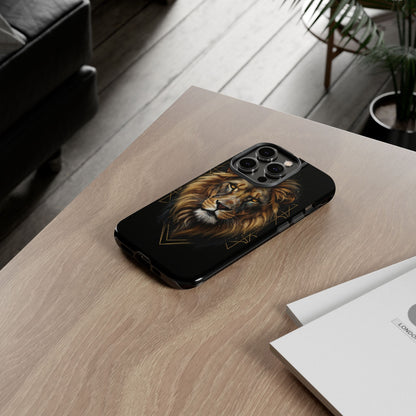 Majestic Lion Phone Case – Black Gold Luxury Lion Art Tough Protective Case
