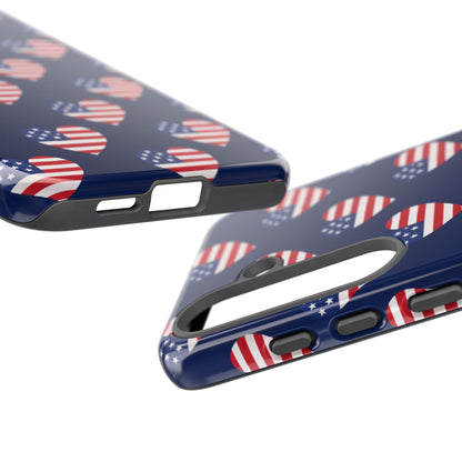 Patriotic American Flag Heart Phone Case – Tough Shockproof, USA Stars & Stripes for Iphone, Samsung Galaxy and Pixel