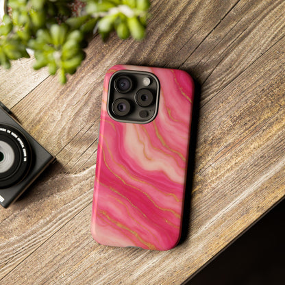 Pink Marble Phone Case | Rose Gold Swirl Aesthetic Tough Protective Case