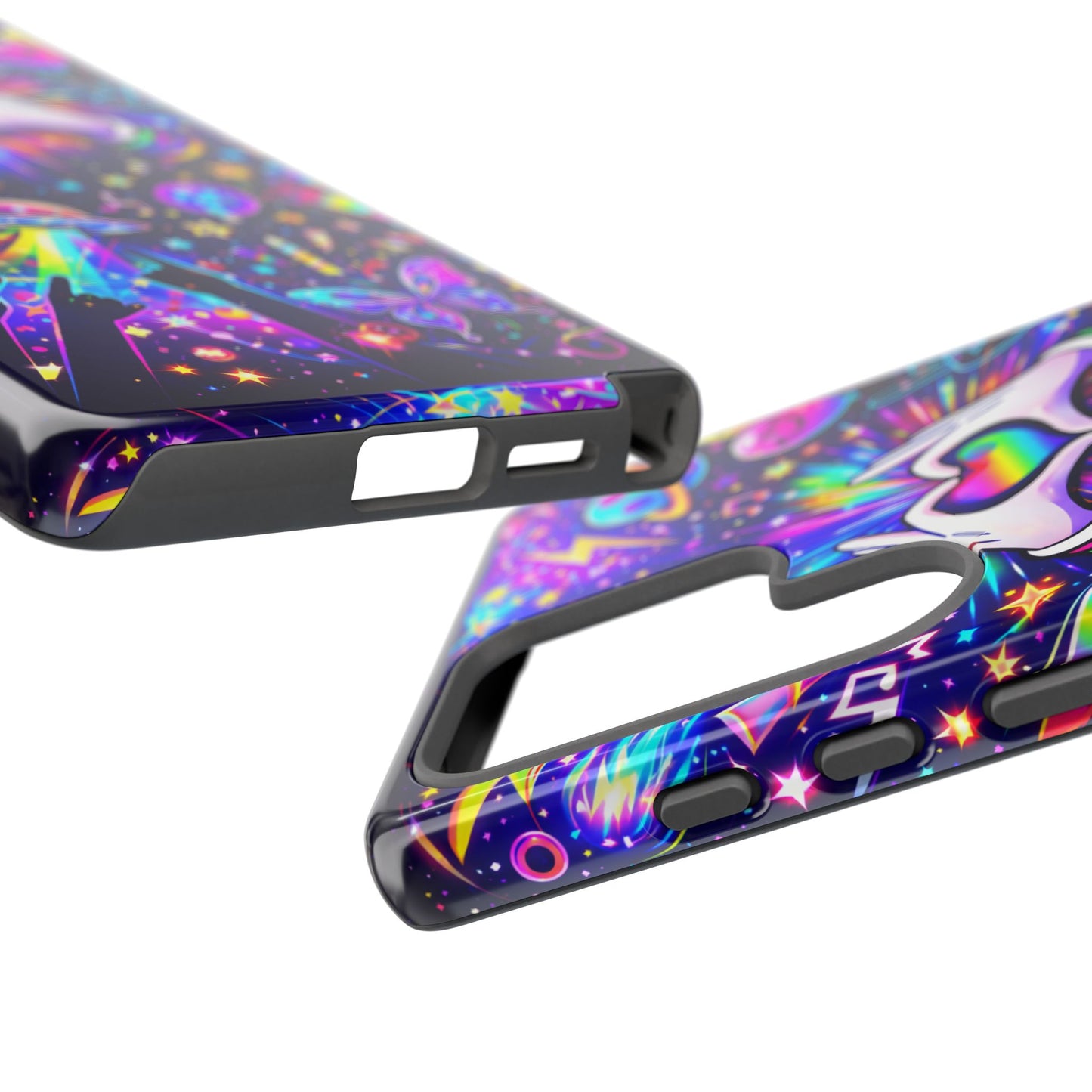 Rainbow Heart Hands Phone Case – Neon Galaxy EDM Festival Tough Cover