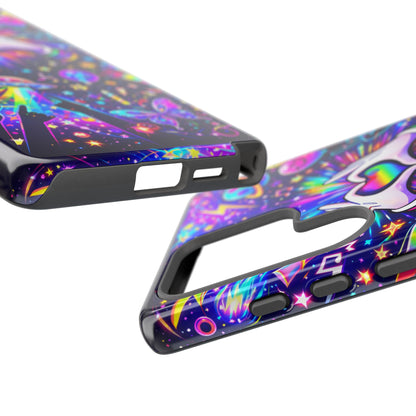 Rainbow Heart Hands Phone Case – Neon Galaxy EDM Festival Tough Cover